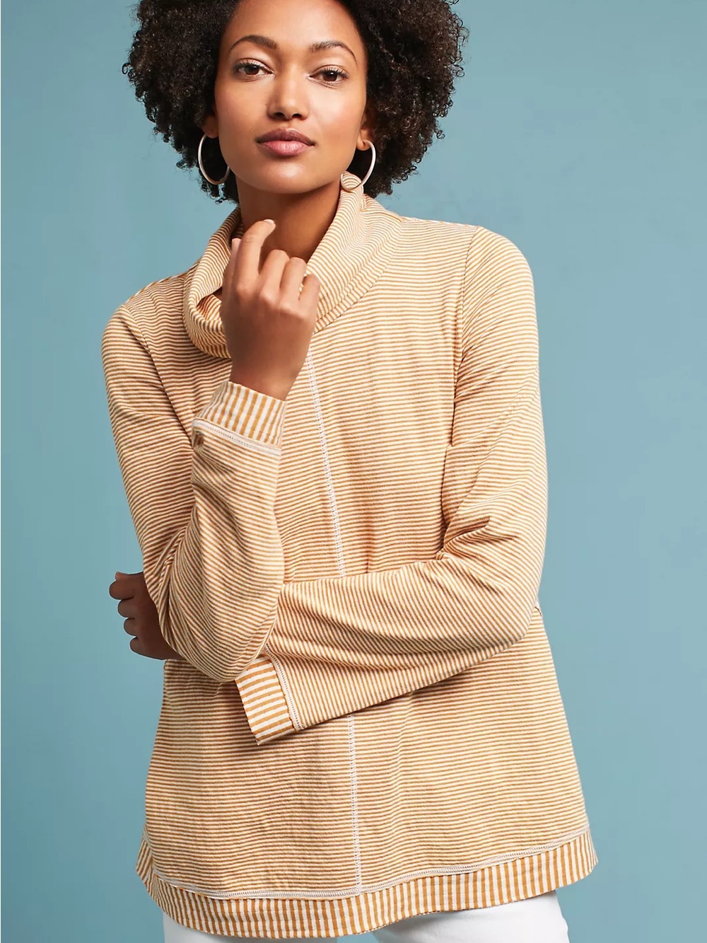 Maeve Anthropologie Tal Cowl Tunic Sweater Striped Long Sleeve